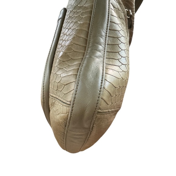 Longchamp Python Embossed Shoulder Bag | Green Leather Satchel Purse Y2k Street - Picture 15 of 16